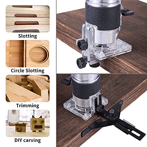 Wood Router,Router Tool Wood Trimmer Router Electric Hand Trimmer Laminate Milling Engraving Hand Machine Joiner Tool Electric for Slotting Trimming QDCITT