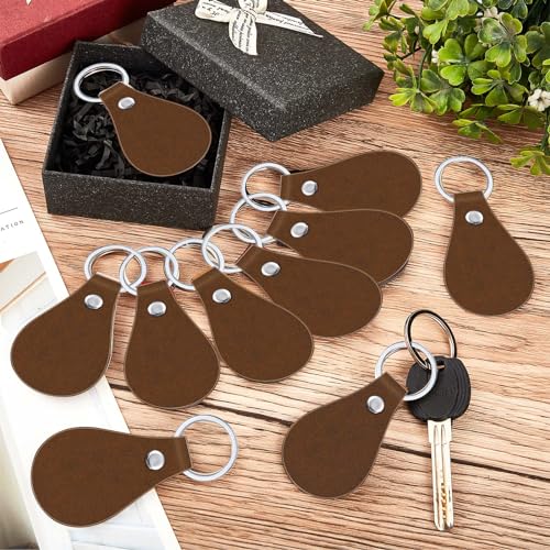 Taiyin 30 Pcs Leather Key Fob Kit for DIY Craft, PU Leather Key Fobs Blanks with Rivets and Key Rings for Laser Engraving Keychain Making Leather Taiyin
