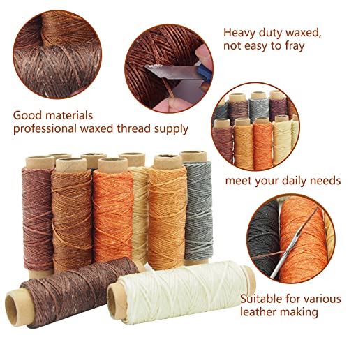 PLANTIONAL Leather Working Tools for Beginners: Professional Leather Craft Kit with Waxed Thread Groover Awl Stitching Punch for Leathercraft Adults PLANTIONAL