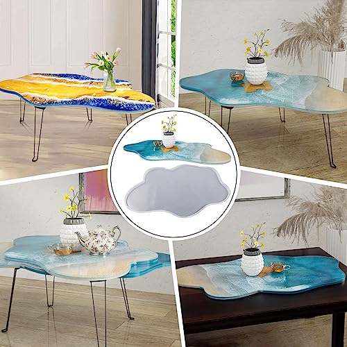 Large Resin Table Mold Set, 24 Inch Epoxy Resin Molds Silicone Tray Epoxy Table Mold with 4Pcs Table Legs for Charcuterie Board, River Table, Coffee Swess