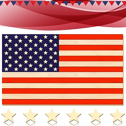 300 Pcs Wooden Stars,Unfinished Wood Star Shape Wood Pieces Wood Cutouts Small Wooden Stars for Craft DIY Memorial Day Flag Day Independence Day DECYOOL