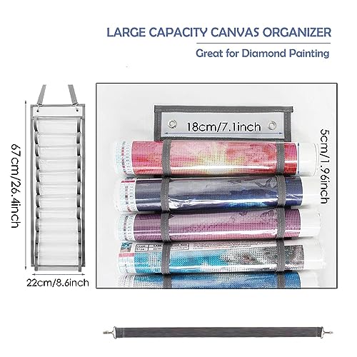 Chemlliy Vinyl Roll Holder 12 Compartments Vinyl Storage Organizer Hanging Vinyl Storage Rack Craft Vinyl Roll Organizer Wall Mount Chemlliy
