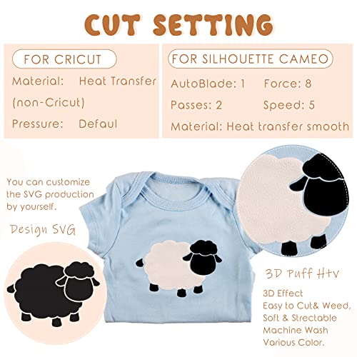 Tintnut Skin Tone Puff Vinyl Heat Transfer - 8 Sheets 12 x 10 inches 3D Puffy Heat Transfer Vinyl Foaming Nude Brown HTV Iron on Vinyl for T-Shirts Tintnut