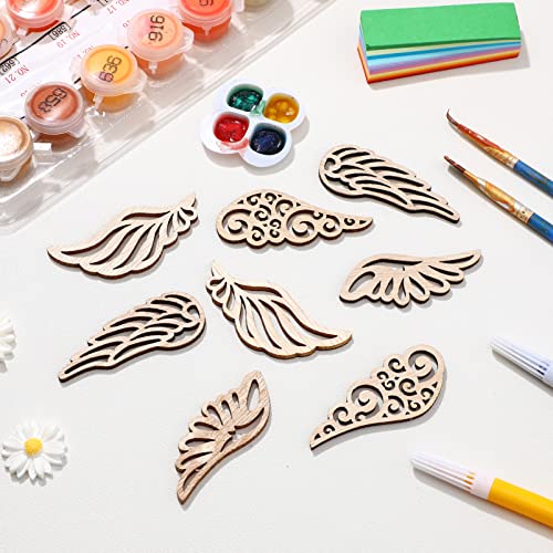 Abaodam 80Pcs Angel Wings Wooden Cutouts Angel Wings Wood Slices Unfinished Wood DIY Crafts Wings Wood Ornaments Embellishments Accessories Abaodam