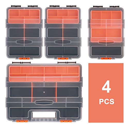 CASOMAN Hardware & Parts Organizers, 4 Piece Set Toolbox, Compartment Small Parts Organizer, Versatile and Durable Storage Tool Box CASOMAN