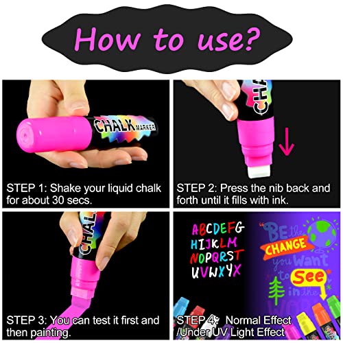 FansArriche Window Markers - 15mm Jumbo - 8 Pack of Neon Chalk Pens - Liquid Chalk Bright Car Markers, Chalkboard Markers for Windows, Blackboard, FansArriche