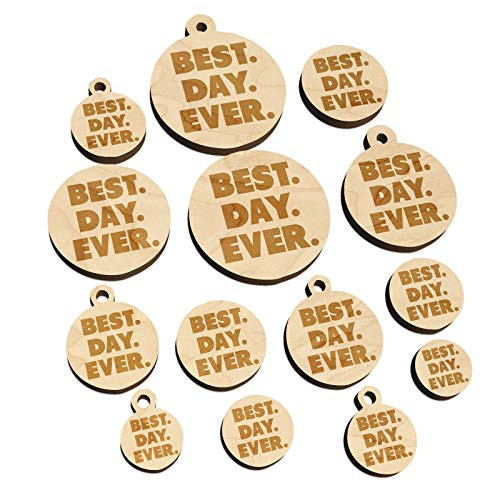 Best Day Ever Bold Text Mini Wood Shape Charms Jewelry DIY Craft - 16mm (22pcs) - with Hole Sniggle Sloth