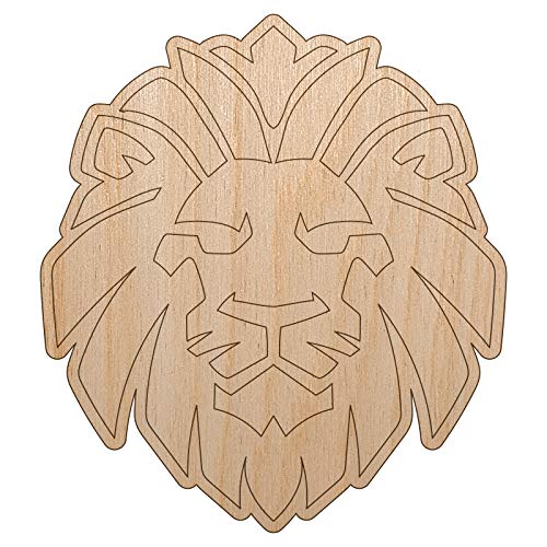 Regal Lion Head Unfinished Wood Shape Piece Cutout for DIY Craft Projects - 1/8 Inch Thick - 6.25 Inch Size Sniggle Sloth