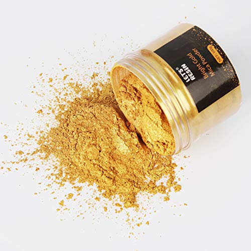 LET'S RESIN Gold Mica Pigment Powder, 3.5 Ounces/ 100 Grams Gold Mica Powder for Soap Making,Shimmer Resin Pigment Powder for Epoxy, Slime, Bath LET'S RESIN
