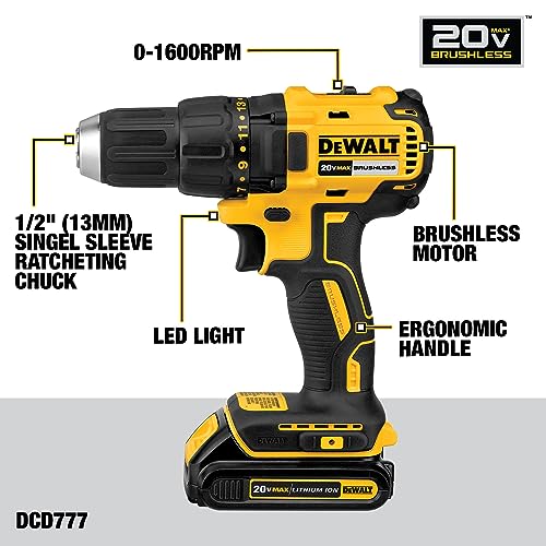 DEWALT 20V MAX Cordless Drill, Impact Driver, Power Tool Combo Kit, 2-Tool Cordless Power Tool Set with 2 Batteries and Charger Included (DCK277D2) DEWALT