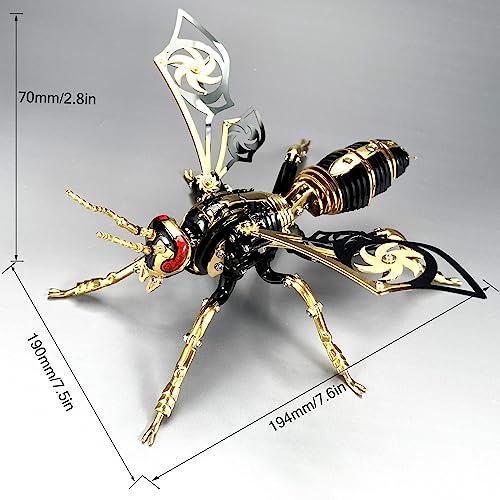 3D Metal Puzzles for Adults: The Northern Giant Hornet Metal Model Kits, 3D Metal Puzzle Mechanical Wasp Building Blocks, Difficult DIY for Assembly, OreilleStar