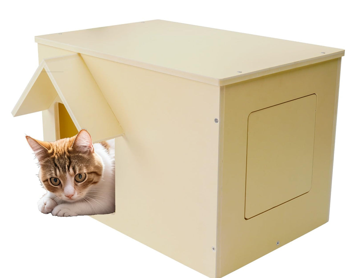 Objoy Outdoor Cat Houses Feral Cat Shelter Wooden Stray Cat Condo Outside Sturdy Waterproof and Insulated with Escape Door (one cat) objoy