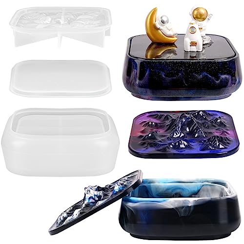 Moukiween Stackable Resin Jar Mold with Lid,Jar Container Resin Mold for Epoxy Casting,Large Jar Silicone Mold for Storage Jewelry Trinket Candy DIY Moukiween