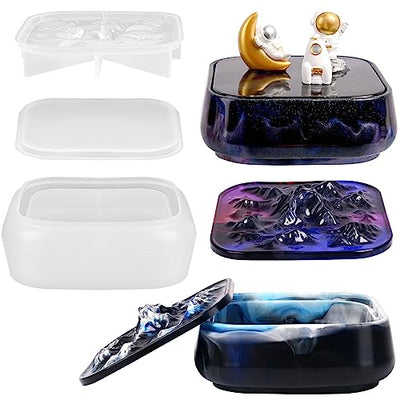 Moukiween Stackable Resin Jar Mold with Lid,Jar Container Resin Mold for Epoxy Casting,Large Jar Silicone Mold for Storage Jewelry Trinket Candy DIY