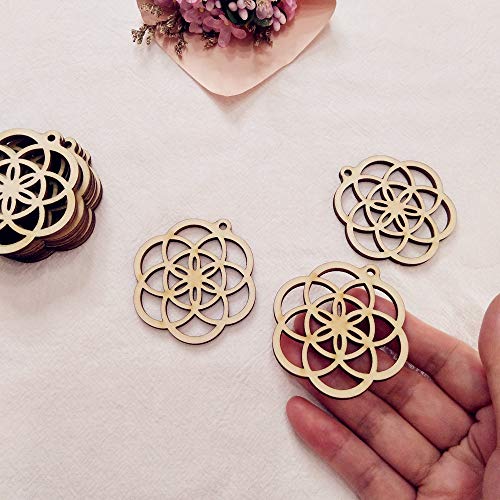 30PCS Seed of Life Natural Wood Earrings Blanks,DIY Unfinished Laser Cut Wood Jewelry Accessories,Wood Earring Makings (2") ACFENG