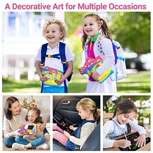ZMLM Rainbow Scratch Notebooks for Kids: 2 Packs Art-Craft Scratch Off Notebooks Kits Magic DIY Paper Supplies Toy for 3 4 5 6 7 8 9 Years Old Girls ZMLM
