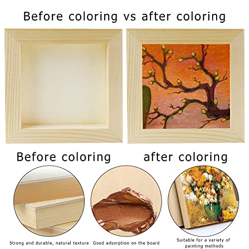 FSWCCK 10 Pcs 5x5 Wood Panel Boards, Unfinished Wood Canvas Wooden for Crafts, Painting Canvas, DIY Art Projects, Pouring, Arts Use with Oils, FSWCCK