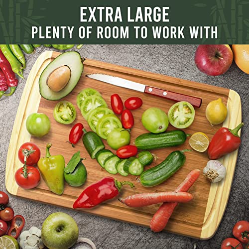 GREENER CHEF 18 Inch Extra Large Bamboo Cutting Board with Lifetime Replacements - Wood XL Cutting Boards for Kitchen - Organic Wooden Butcher Block Greener Chef