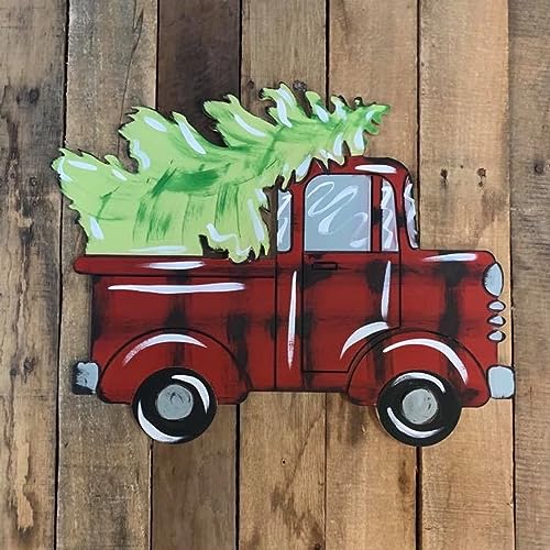 Christmas Tree in Truck Cutout, Unfinished Shape, Paint by Line Build-A-Cross