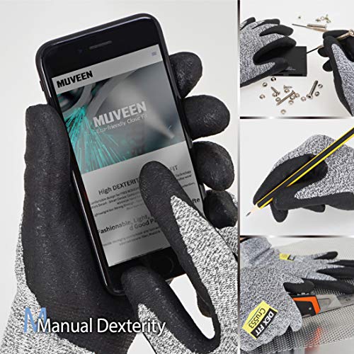 DEX FIT Level 5 Cut Resistant Gloves Cru553, 3D-Comfort Fit, Firm Grip, Thin & Lightweight, Touch-Screen Compatible, Durable, Breathable & Cool, DEX FIT