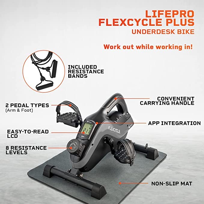 LifePro Under Desk Bike Pedal Exerciser, Arm and Leg Mini Exercise Bike Stationary Bike Pedals, Perfect Desk Exercise Equipment, for Seniors Adults LifePro