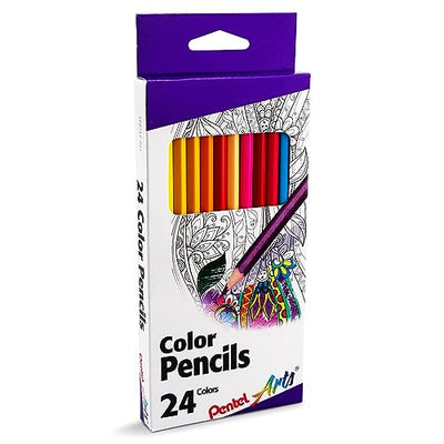Pentel Arts Colored Pencils, Assorted Colors, Set of 24