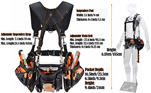 Tool belt with suspenders, Tool belt suspenders for men, Tool belts for men construction, Tool belt pouches, Framer tool belt with suspenders, WELKINLAND