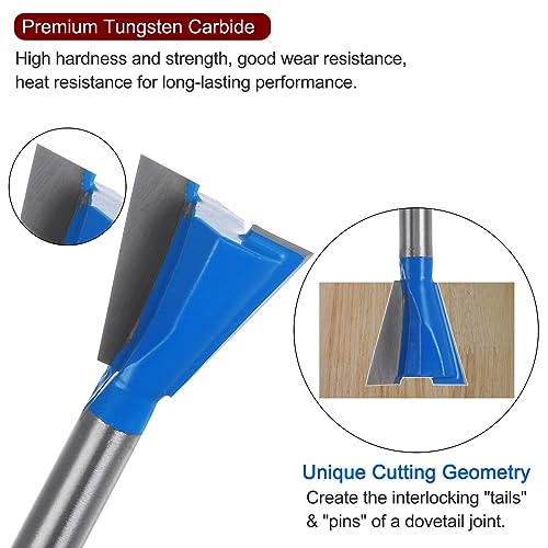 HARFINGTON Dovetail Router Bit 1/4" Shank 3/4" Dia Tungsten Carbide 14 Degree Dovetail Joint Joinery Bit for Drawer Cabinet Box Joints Making HARFINGTON