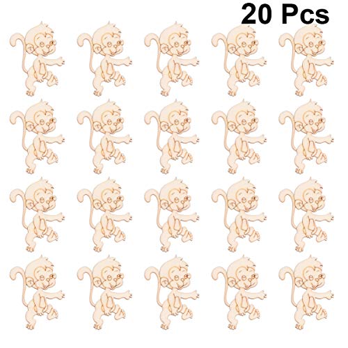 ABOOFAN 60 Pcs Wooden Table Christmas Decor Unfinished Wood Monkey Cutout Shapes Wood Letters Crafts Wood Cutouts for Crafts Unfinished Wooden ABOOFAN