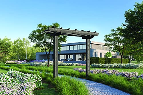 Vita Charcoal Grey Wildwood Cedar Two Post Arbor, 72 inch W x 90 inch H, FSC, Gray, VA68896 New England Arbors