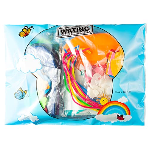 WATINC 18Pcs Hand Puppets Making Kit for Kids Art Craft Felt Sock Monster Puppet Creative DIY Make Your Own Puppets Pipe Cleaners Pompoms WATINC