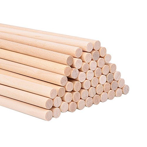 eBoot Unfinished Natural Wood Craft Dowel Rods 12 Inch x 1/4 Inch, 50 Pack EBOOT