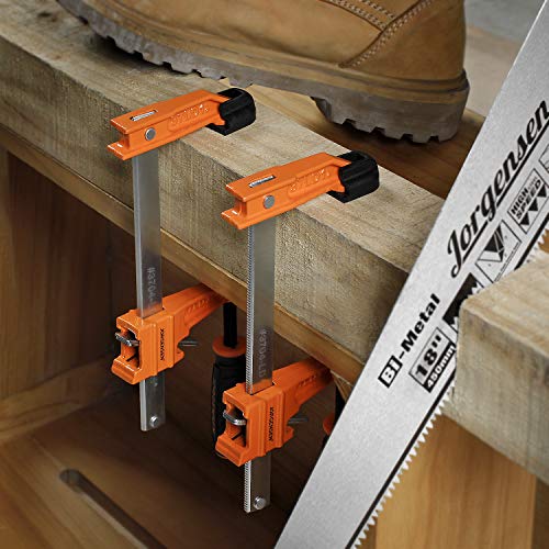Jorgensen 2-Pack Steel Bar Clamp Set, 4-inch Light Duty, 300 Lbs Load Limit, for Woodworking Jorgensen
