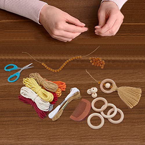 FREEBLOSS 8 Set Macrame Angel Car Hanging Ornament Macrame Kit for Beginners Macrame Car Charm Handmade Boho Car Rear View Mirror Charms for Car FREEBLOSS