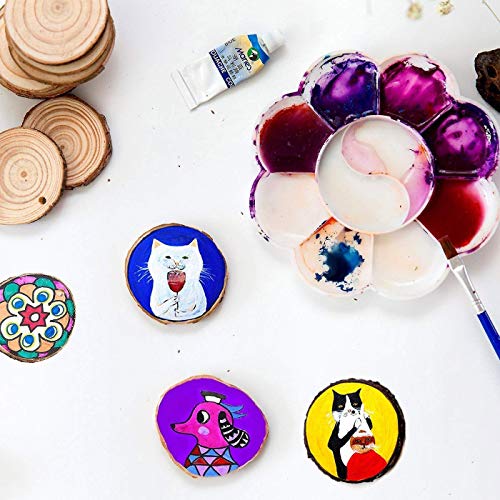 Natural Wood Slices 32 Pcs 2.4-2.8 Inches Unfinished Predrilled Blank Craft Wood Kit with Pre-drilled Hole Wooden Circles for Crafts Christmas MSDADA