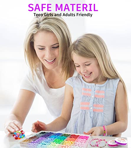 Gionlion Clay Beads Bracelet Making Kit, 8000PCS Preppy Clay Beads Letter Beads Spacer Beads and Charms Kit for Friendship Jewelry Making, Crafts Gionlion