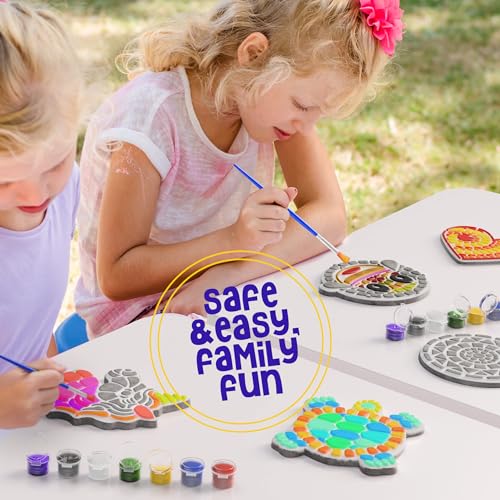 Stepping Stone Painting Kit for Kids - Paint 5 Garden Stones - Arts and Crafts for Boys & Girls Ages 4-12 - Gifts for Kid, Boy, Girl Age 4, 5, 6, 7, Dan&Darci