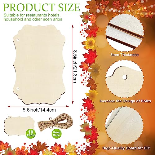 Large Rectangle-Shaped Wooden Welcome Door Sign to Paint 10Pcs, DIY Blank Unfinished Wood Ornament for Crafts Hanging Decorations, Halloween Sophena