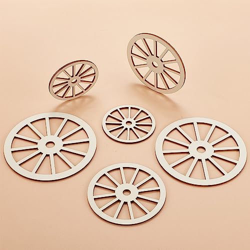 OLYCRAFT 12pcs 3Sizes Unfinished Wood Wheel Blank Wood Slices Train Car Wheel Wooden Pieces Unfinished Blank Slices Natural Wood Cutouts for DIY OLYCRAFT