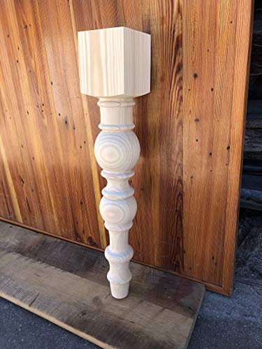 CAROLINA LEG CO. Modern Farmhouse Dining Table Legs - Unfinished - DIY Furniture - Turned Legs - Set of 4 - Dimensions: 5" x 29" CAROLINA LEG CO.
