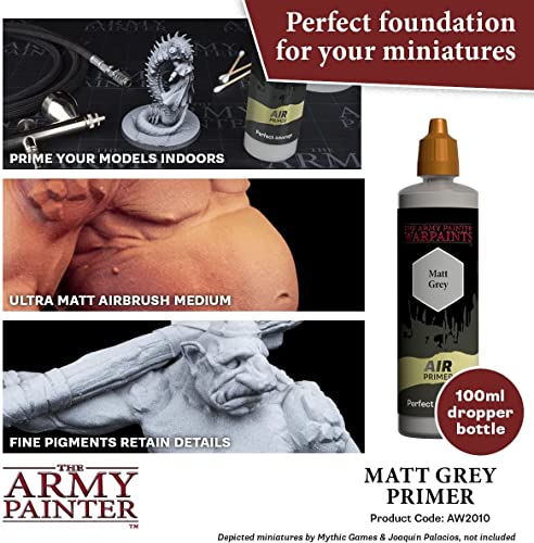 The Army Painter Warpaints Air Primer Matt Grey 18ml Acrylic Paint for Airbrush, Wargaming and Modelling The Army Painter