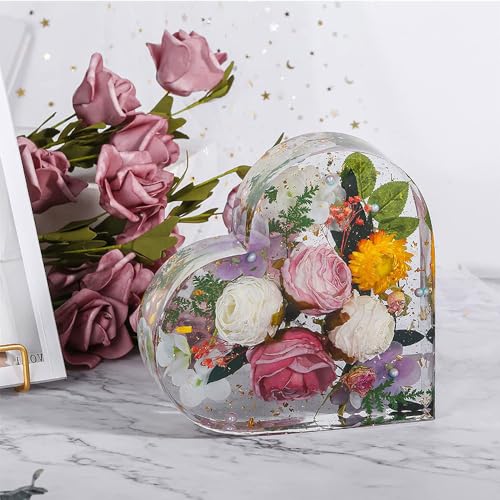 Heart Resin Mold Large, Heart Resin Molds Silicone 9.8 inch x 8.6 inch x 2 inch Large Epoxy Resin Silicone Molds for Flowers Preservation Resin Art BIGEBO
