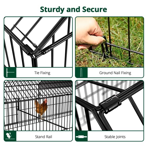 PawGiant Chicken Coop 86"×40" Chicken Run Pen for Yard with Cover Outdoor Metal Portable Chicken Tractor Cage Enclosure Crate Outside for Small PawGiant