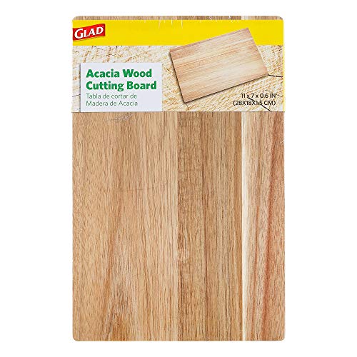 Glad Acacia Wood Cutting Board for Kitchen | Small Reversible Solid Butcher Block | Cooking Supplies for Chopping, Carving, and Serving, 11 x 7 Glad