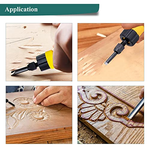 Electric Wood Chisel Hanging Mill Grinding Woodworking Carver Pedal Control Engraving Machine Wood Chisel Carving Machine with Handle 5 Blades + Foot YUCHENGTECH