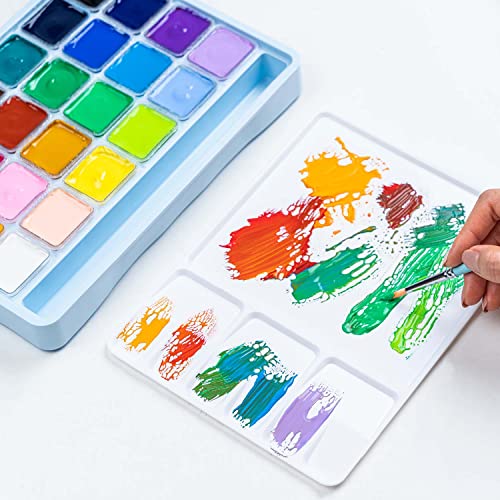 HIMI Gouache Paints set with 3 Paint Brushes, 24 Colors, 30g, Jelly Cup Design, Non Toxic Paint for Canvas and Paper, Art Supplies for Professionals HIMI