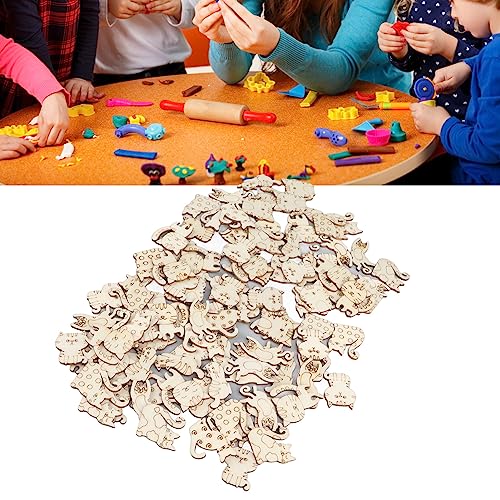 200 Pcs Unfinished Wooden Animal Cat Dog Shapes Wooden Cutouts Chips Colorable Animal Crafts Empty Wooden DIY Ornaments for Home Kindergarten Tissting