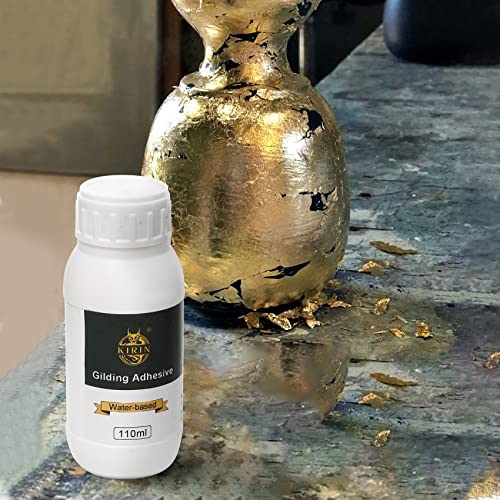 110ml Gilding Adhesive, 5g Gold Flakes Kit with The Gold Metal Leaf Adhesive, Epoxy Resin Water Based Glue for Gold Leafing Canvas,Gold Leaf KIRIN