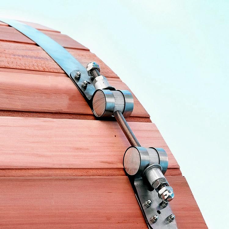 Canadian Pine Wood 8' 6 to 8 Person Outdoor Barrel Sauna with Porch, 9KW Wet Dry 220V Heater, Tempered Glass Door MCP-Distributions