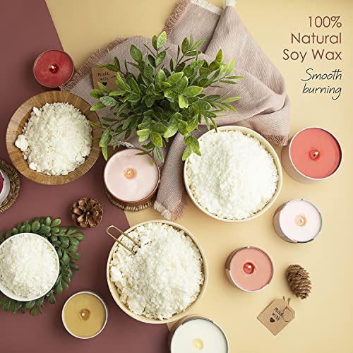 Hearth & Harbor Soy Candle Wax Flakes - Natural Soy Wax for Candle Making Premium 10 lb Bag, 50 Cotton Candle Wicks, 50 Wick Stickers, & 4 Centering Hearth & Harbor